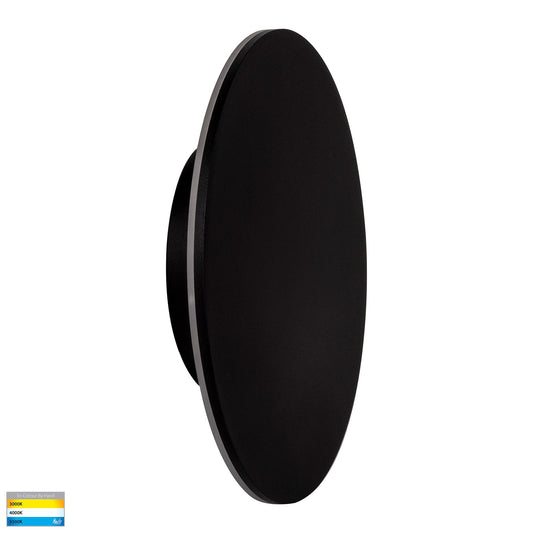 Black 250mm Surface Mounted Round Disc Wall Light 