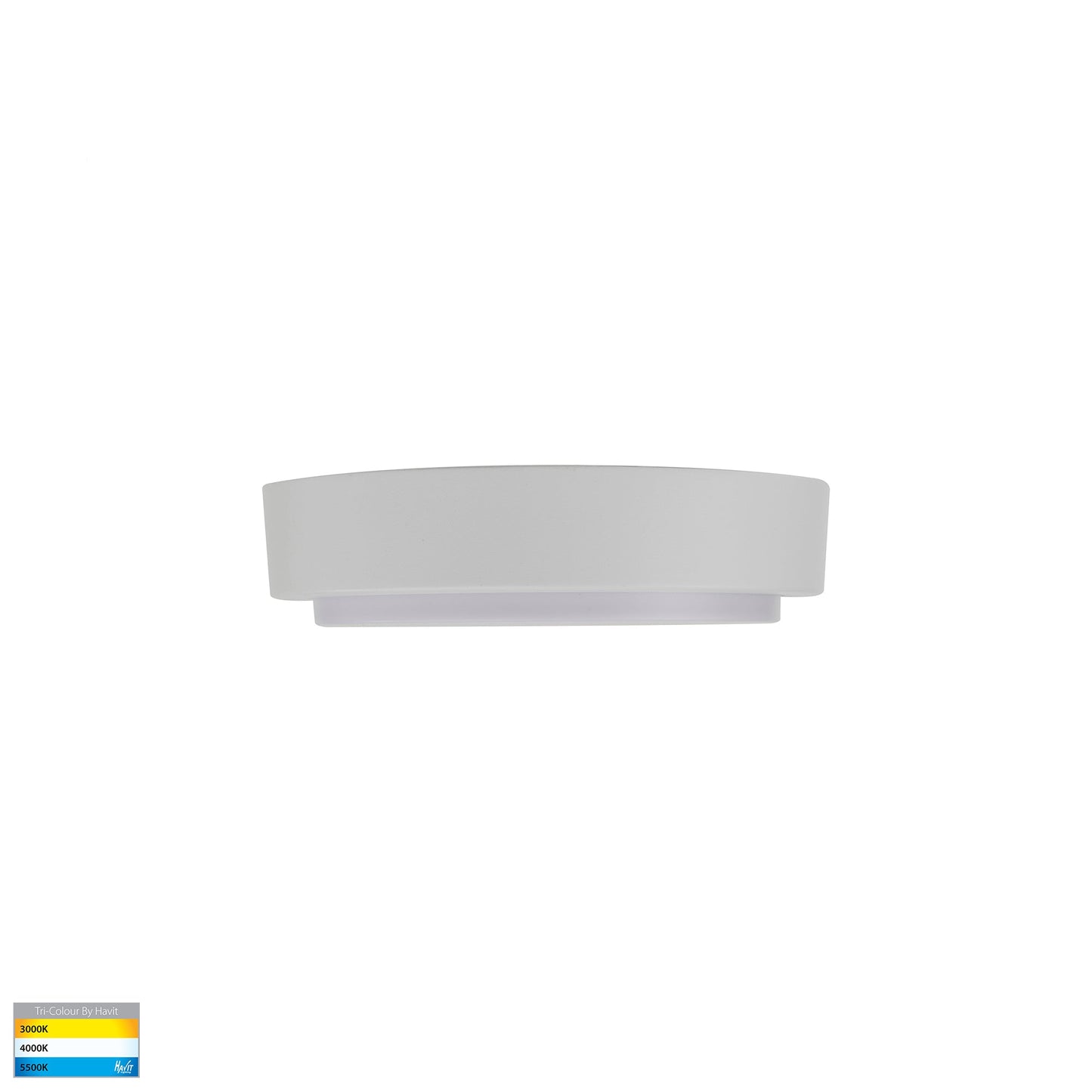 200mm Round Poly Powder Coated White Oyster Light