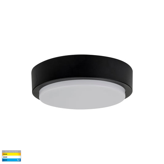 280mm Round Poly Powder Coated Black Oyster Light