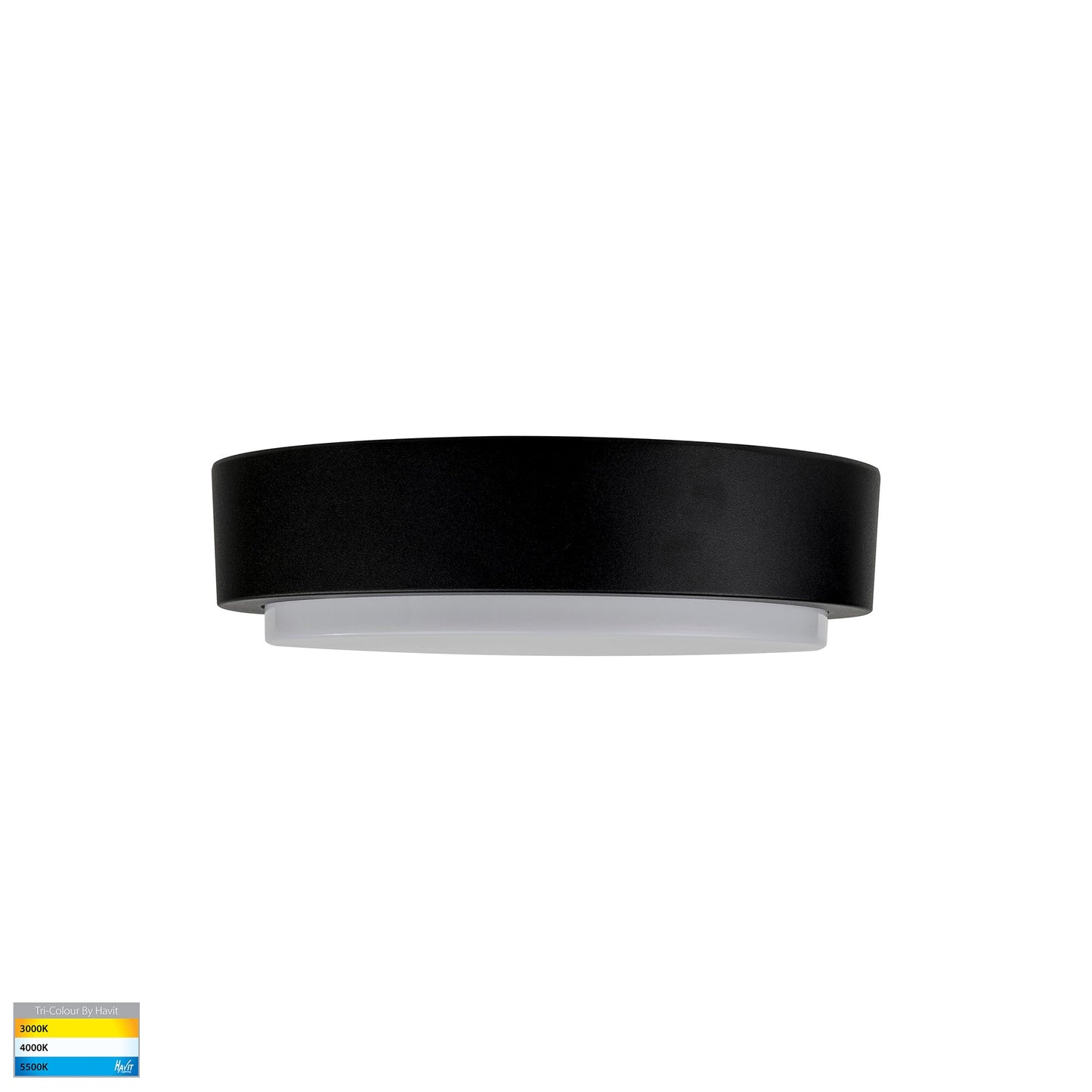 280mm Round Poly Powder Coated Black Oyster Light