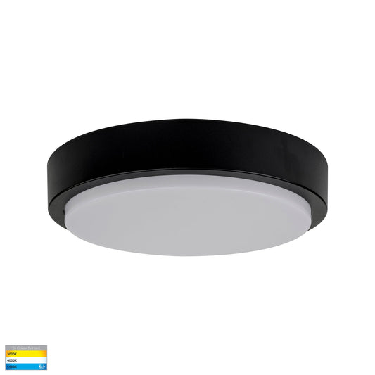 370mm Round Poly Powder Coated Black Oyster Light 