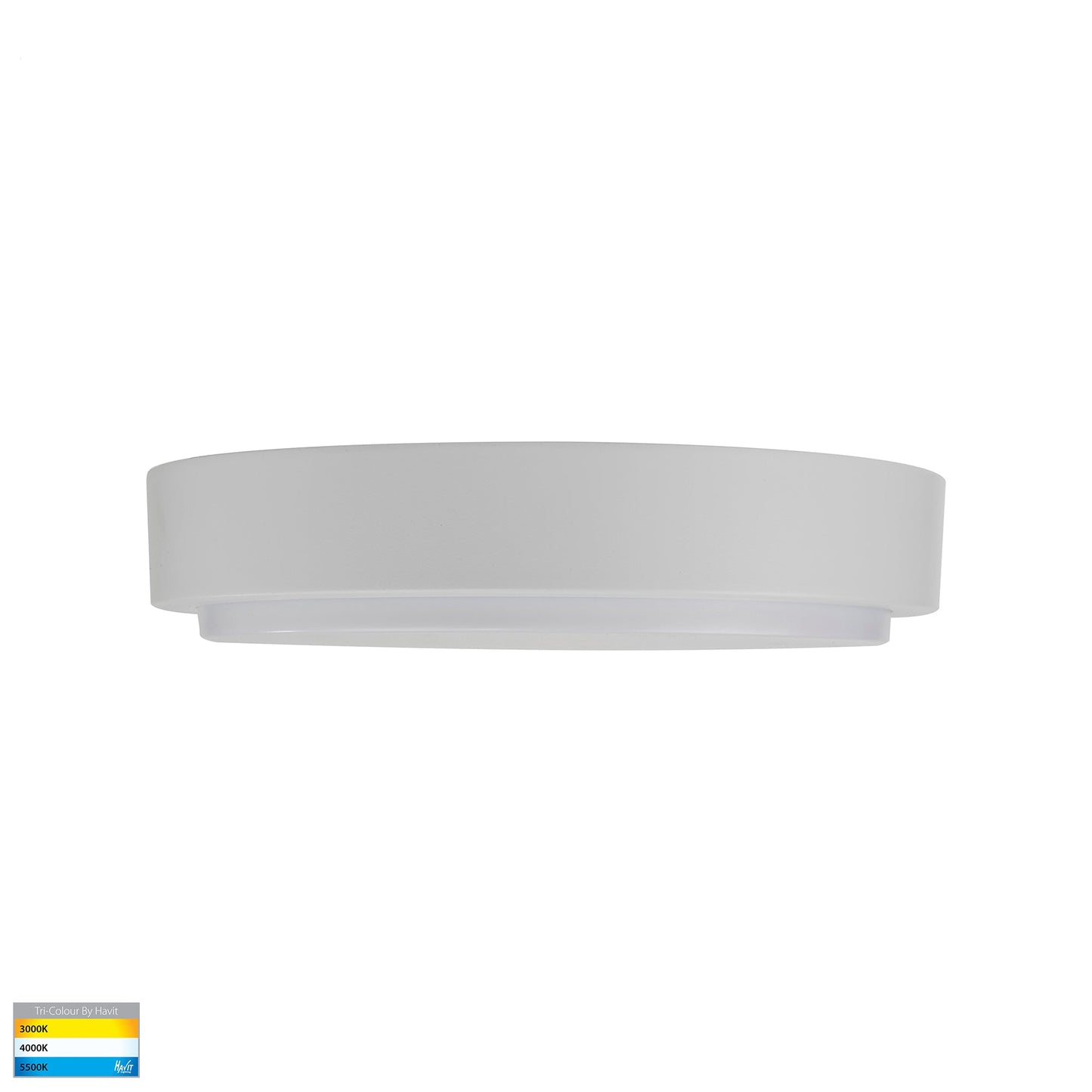 370mm Round Poly Powder Coated White Oyster Light