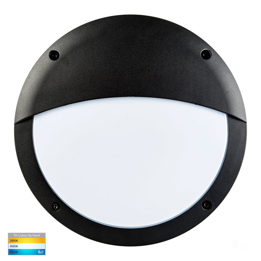 Round Poly Powder Coated Black Bunker Light With Eyelid 