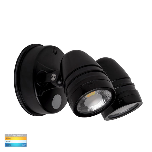 Black Double Adjustable Wall Light with Sensor