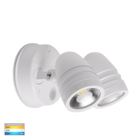White Double Adjustable Wall Light with Sensor