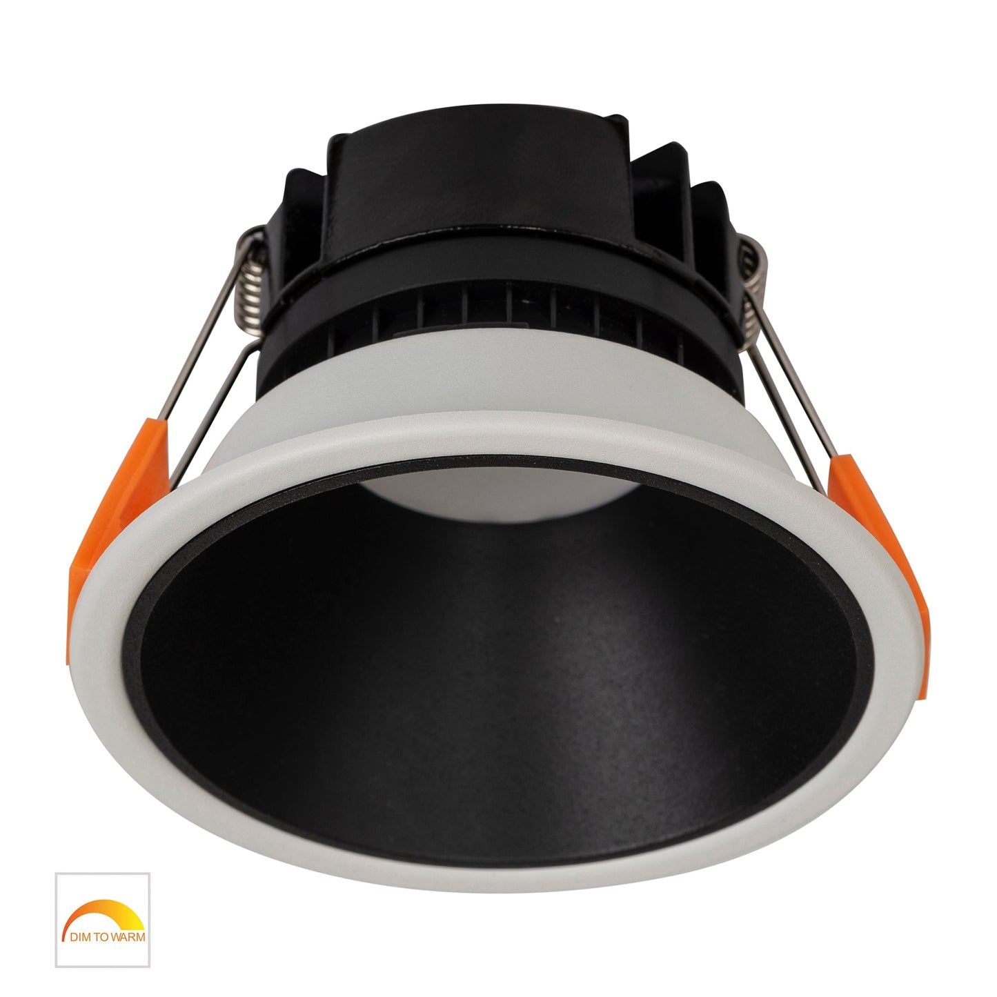 White with Black Insert Fixed PC Downlight 90mm Cutout