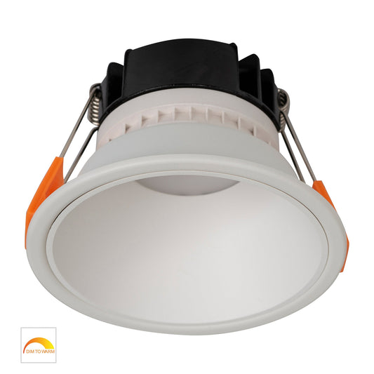 White with White Insert Fixed PC Downlight 90mm Cutout 
