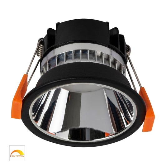 Black with Chrome Insert Fixed PC Downlight 76mm Cutout