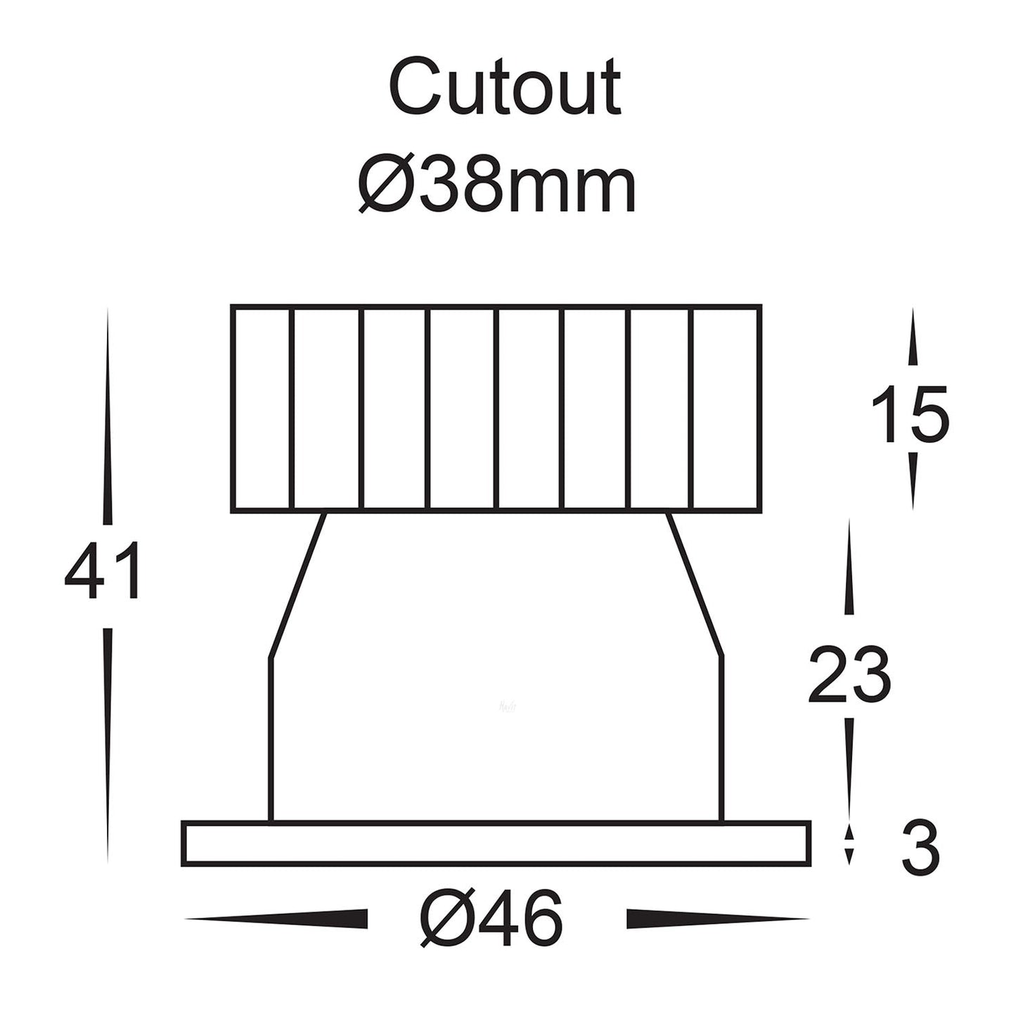 Niche White Round Mini Recessed Downlight 3w White 38mm Cut out