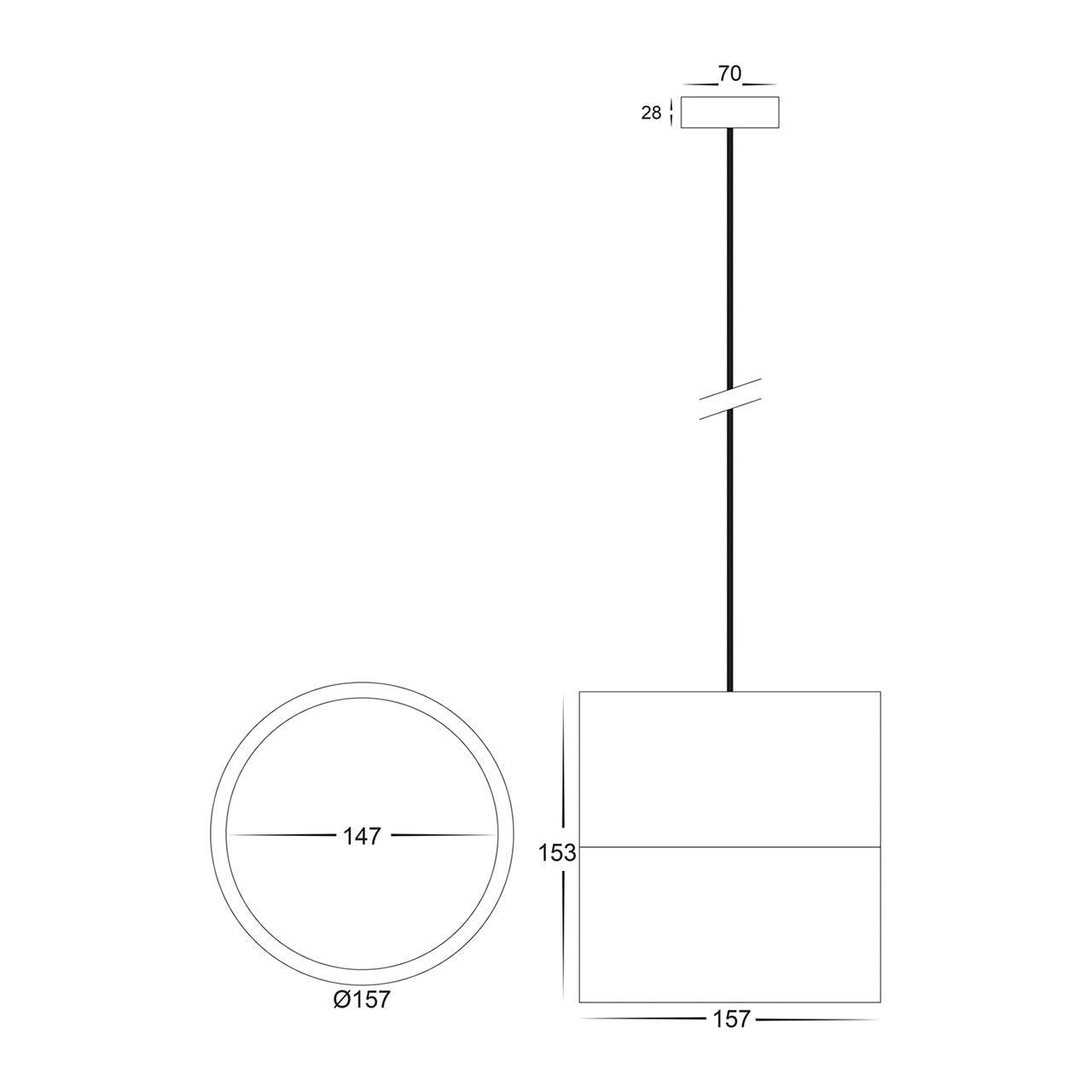 White Round Single Pendant HV5805t-Wht-P
