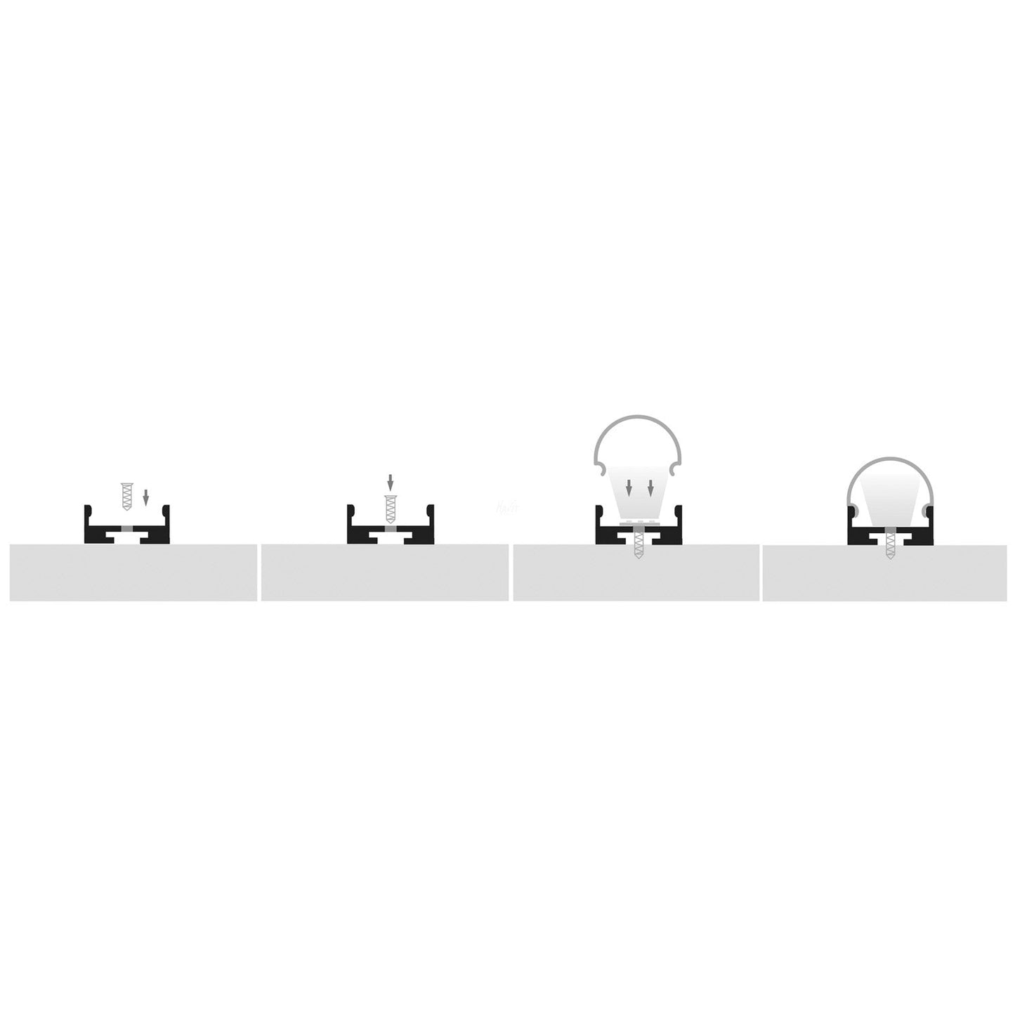 Hv9690-2119 - Silver Aluminium Profile With Rounded Diffuser