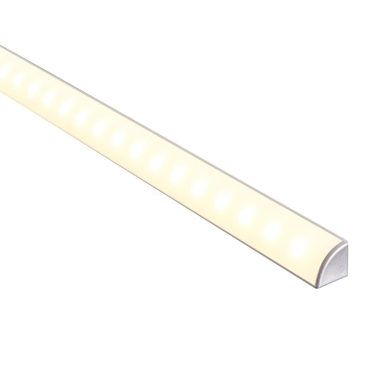 90° Corner Aluminium Profile with Standard Diffuser per metre Supplied with 2x mounting clips per metre + 2x end caps per length