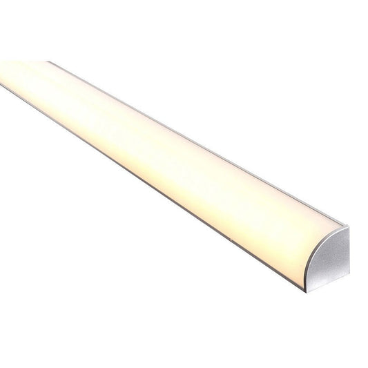 90° Corner Aluminium Profile with Standard Diffuser per metre Supplied with 2x mounting clips per metre + 2x end caps per length