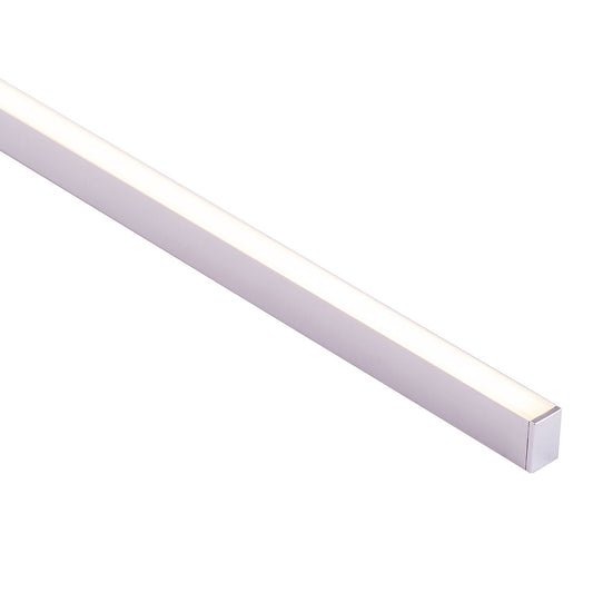 Shallow Square Aluminium Profile with Standard Diffuser per metre Supplied with 2x mounting clips per metre + 2x end caps per length 