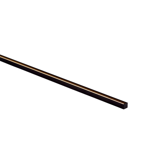 Black Shallow Square Aluminium Profile with Standard Diffuser per metre Supplied with 2x mounting clips per metre + 2x end caps per length