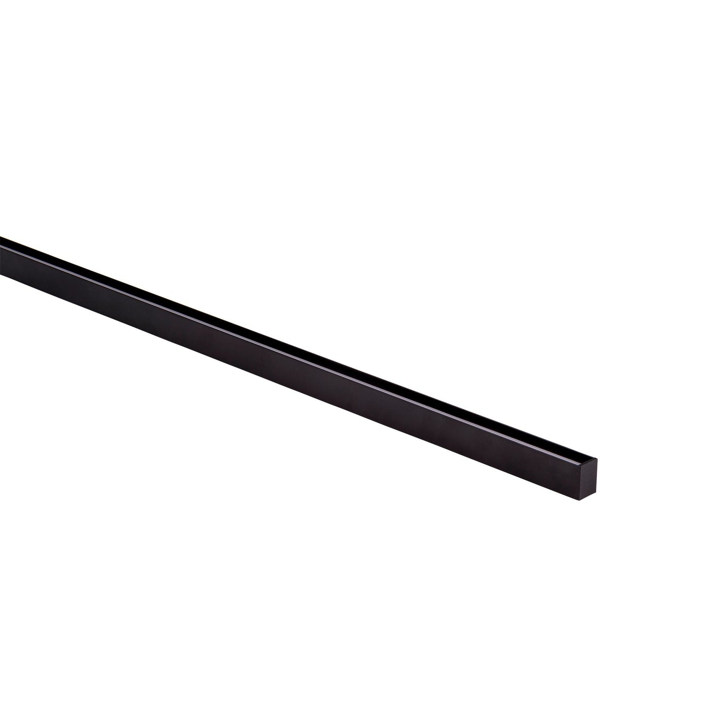 Black Shallow Square Aluminium Profile with Standard Diffuser per metre Supplied with 2x mounting clips per metre + 2x end caps per length