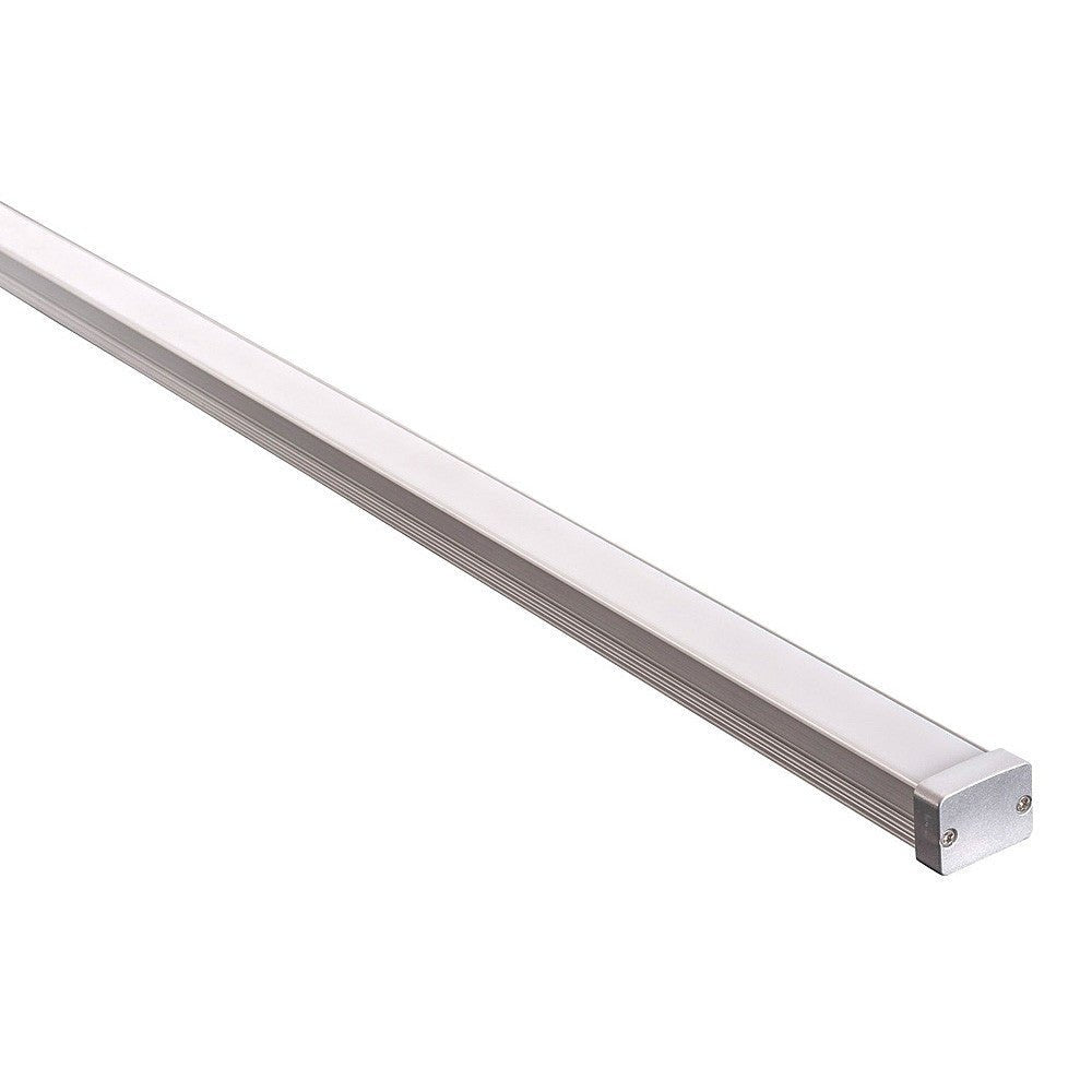 Shallow Square Aluminium Profile with Standard Diffuser per metre Supplied with 2x mounting clips per metre + 2x end caps per length