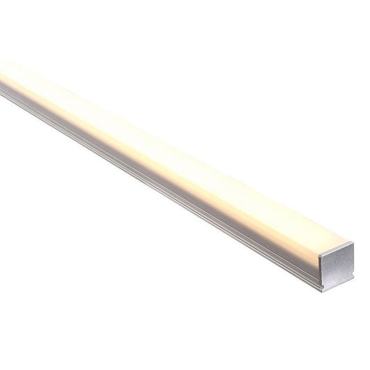 Shallow Square Aluminium Profile with Standard Diffuser per metre Supplied with 2x mounting clips per metre + 2x end caps per length 