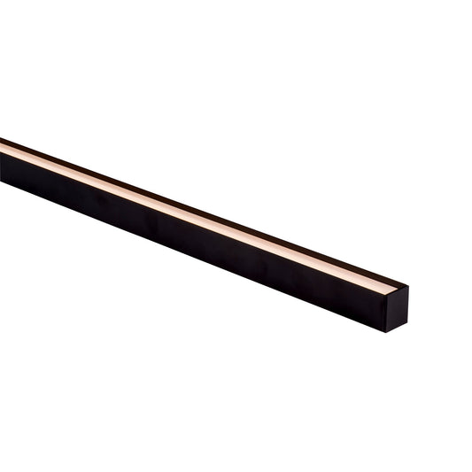 Deep Black Square Aluminium Profile with Standard Diffuser per metre - Supplied with 2x end caps per length 