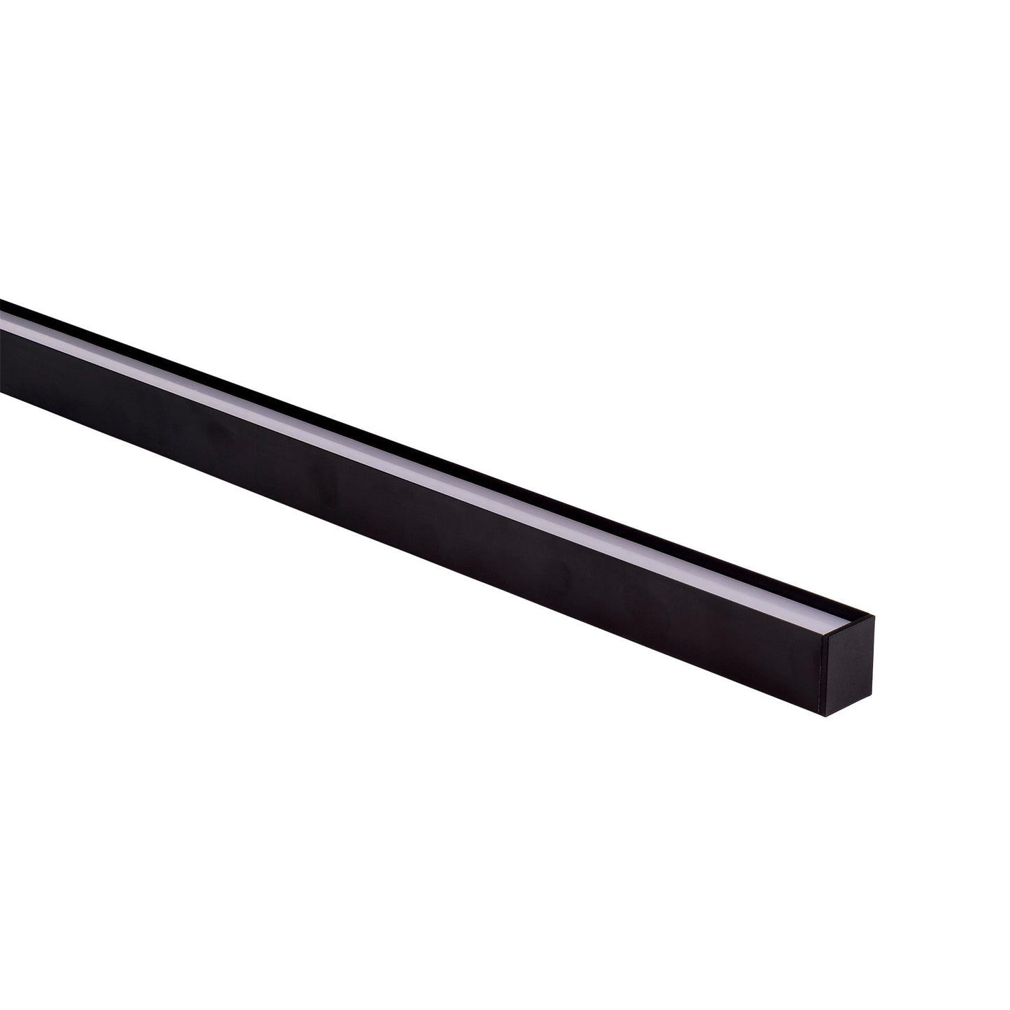 Deep Black Square Aluminium Profile with Standard Diffuser per metre - Supplied with 2x end caps per length
