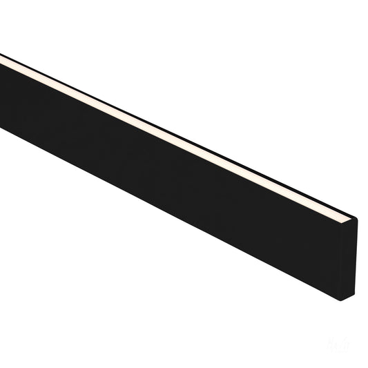 Black Side Mounted Aluminium Profile with Standard Diffuser per metre - Supplied with 2x mounting clips per metre + 2x end caps per length
