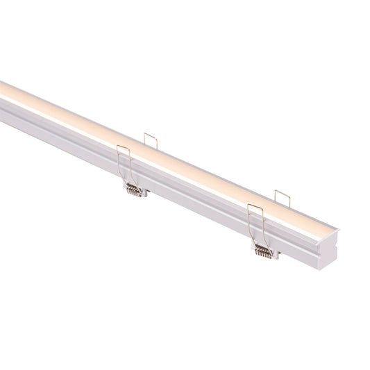 Deep Square Winged Aluminium Profile with Standard Diffuser per metre Supplied with 2x spring clips per metre + 2x end caps per length