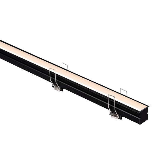 Deep Black Square Winged Aluminium Profile with Standard Diffuser per metre Supplied with 2x spring clips per metre + 2x end caps per length 