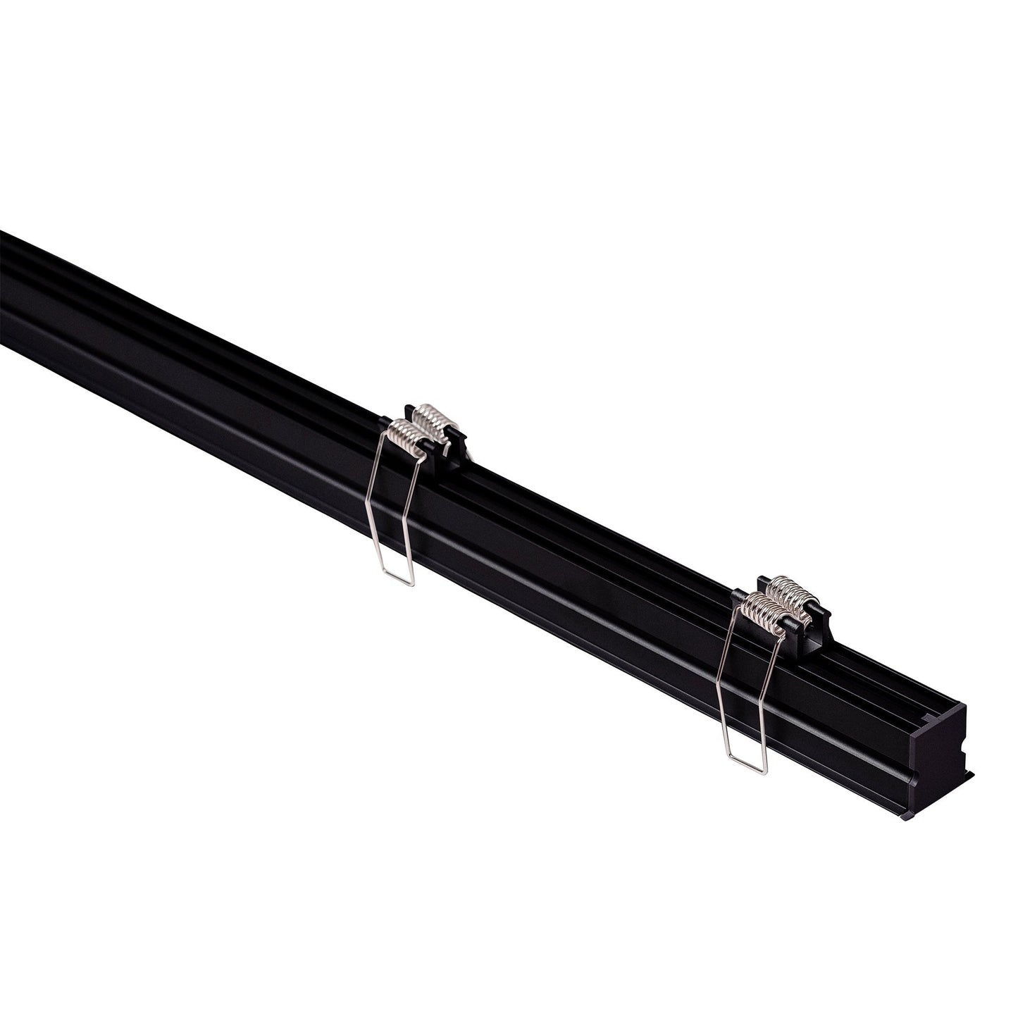 Deep Black Square Winged Aluminium Profile with Standard Diffuser per metre Supplied with 2x spring clips per metre + 2x end caps per length