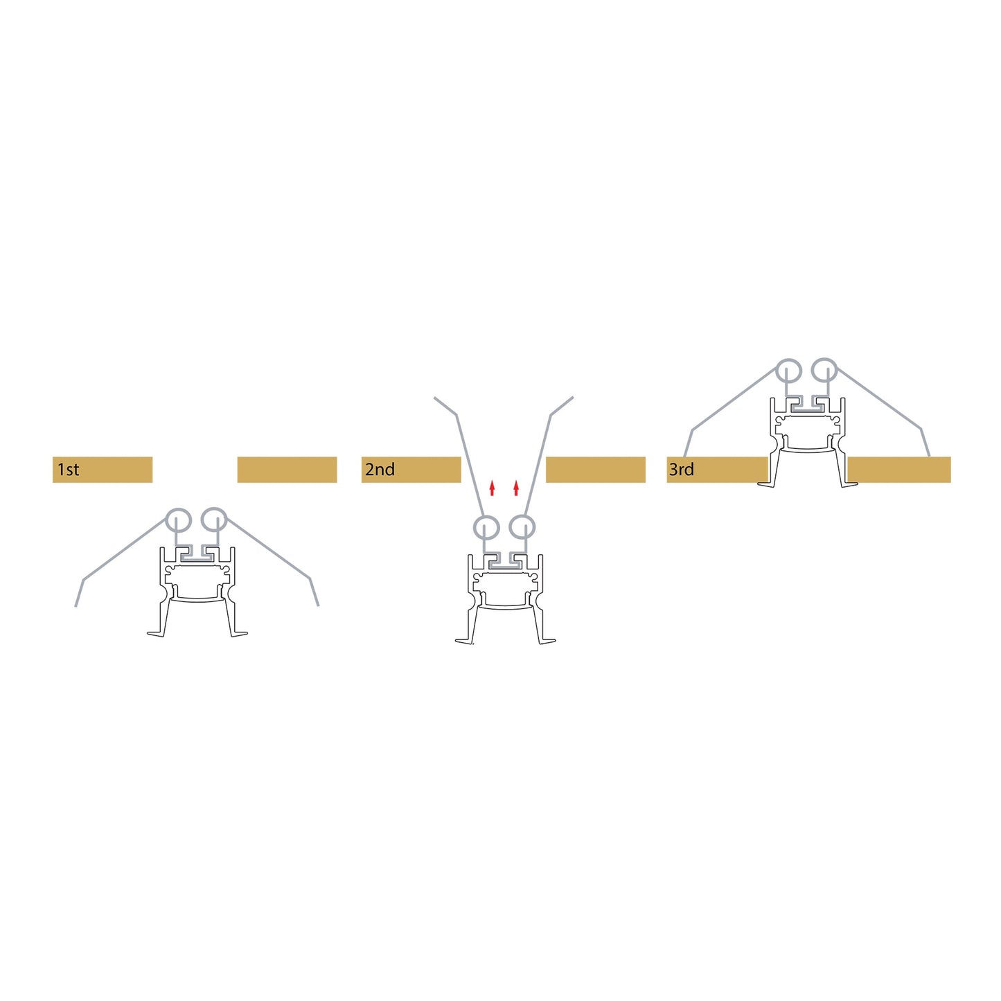 Deep Square Winged Aluminium Profile with Standard Diffuser per metre Supplied with 2x spring clips per metre + 2x end caps per length