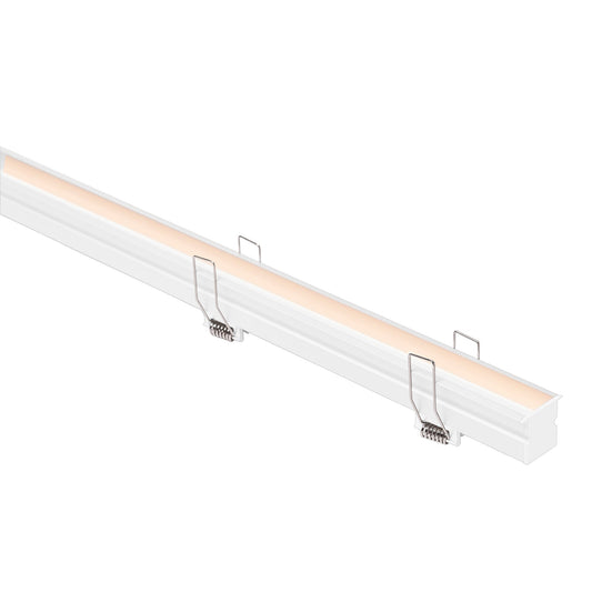 Deep White Square Winged Aluminium Profile with Standard Diffuser per metre Supplied with 2x spring clips per metre + 2x end caps per length 