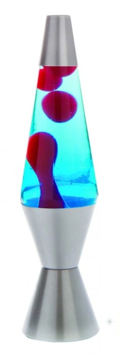 Lava Lamp Blue Water Red Lava Metallic Silver Base