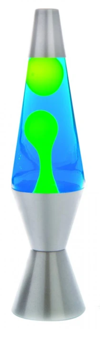 Lava Lamp Blue Water Yellow Lava Metallic Silver Base