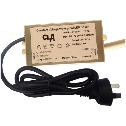OTTER1: 12V Waterproof Constant Voltage LED Driver IP67 (12W)