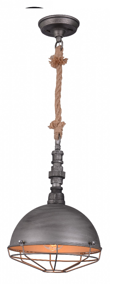 Cage Aged Silver Incl Rope Dome Industrial Pendant