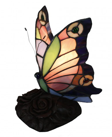 Pink Panel Butterfly Leadlight Table Lamp