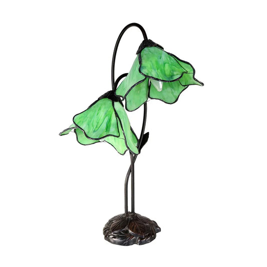 Twin Lotus Lamp Green