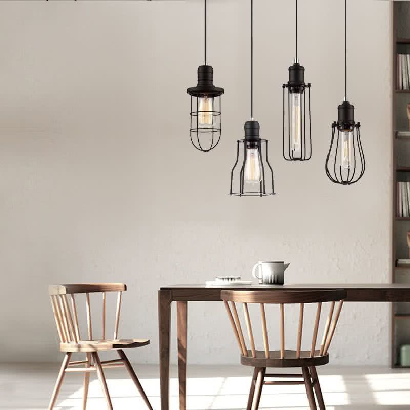 Blackband Rounded Bottom Iron Cage Pendant Light
