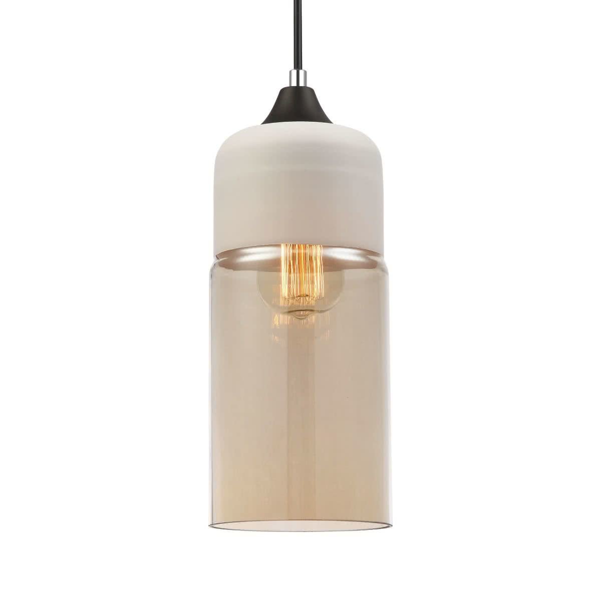 Casa White & Amber Glass Oblong Pendant Light