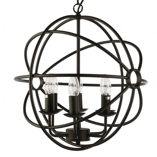 Cantina 6 Light Black Metal Cage Round Pendant Light