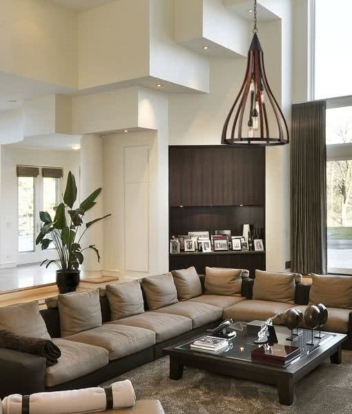 Khaleesi Oak Dark Red Wood Pendant Light