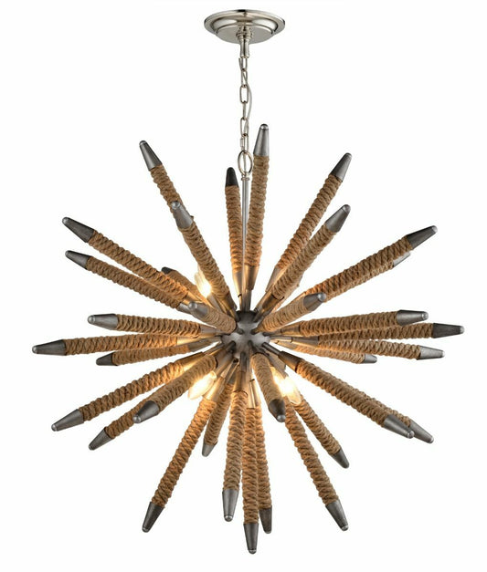 Mazza Weathered Zinc & Natural Rope Pendant Light