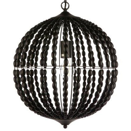 Novak 1 Light Beaded Wood Pendant