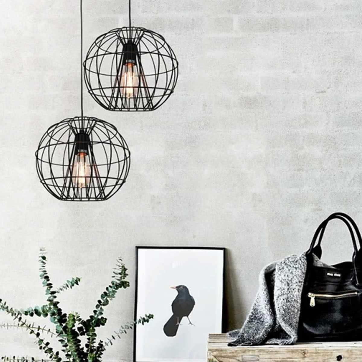 Sentinel Black Metal Cage Pendant Light