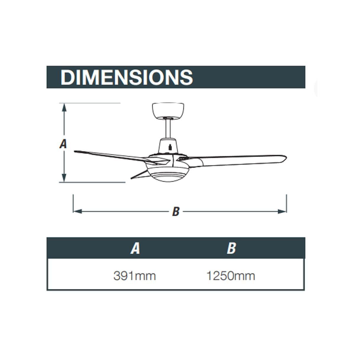 Spyda 50" Abs 3 Blade Ceiling Fan With 20w LED Tri Colour Light