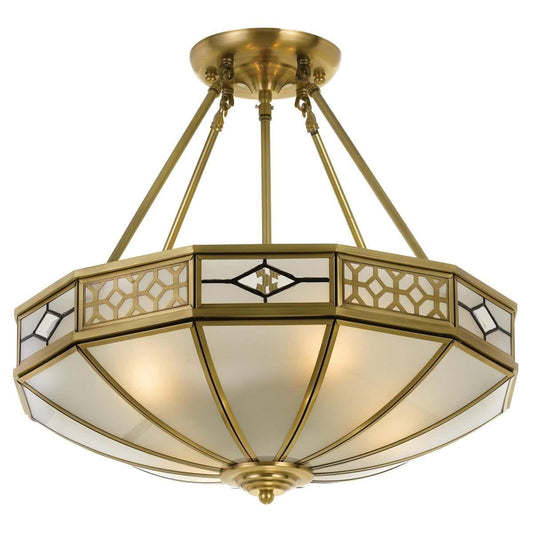 James 4 Light Heritage Antique Brass Semi Flush Ceiling Light