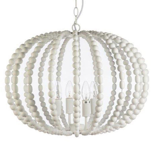 Vanity 4 Light Beaded Wood Pendant