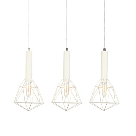 Whiteband Triple Diamond Iron Cage Pendant Light
