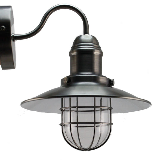 Traditional Style Caged Exterior Wall Bracket With Clear Glass Diffuser