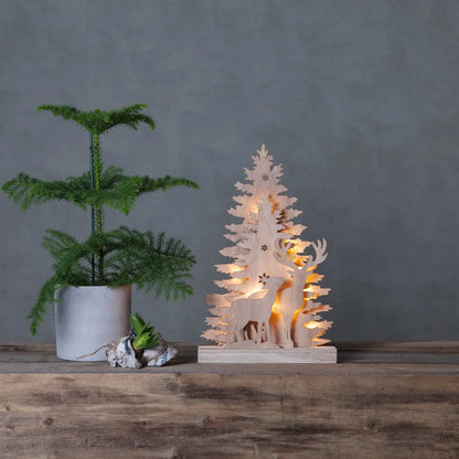 Fauna Tree & Reindeer Decoration - Wood