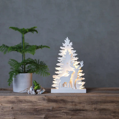 Fauna Tree & Reindeer Decoration - White